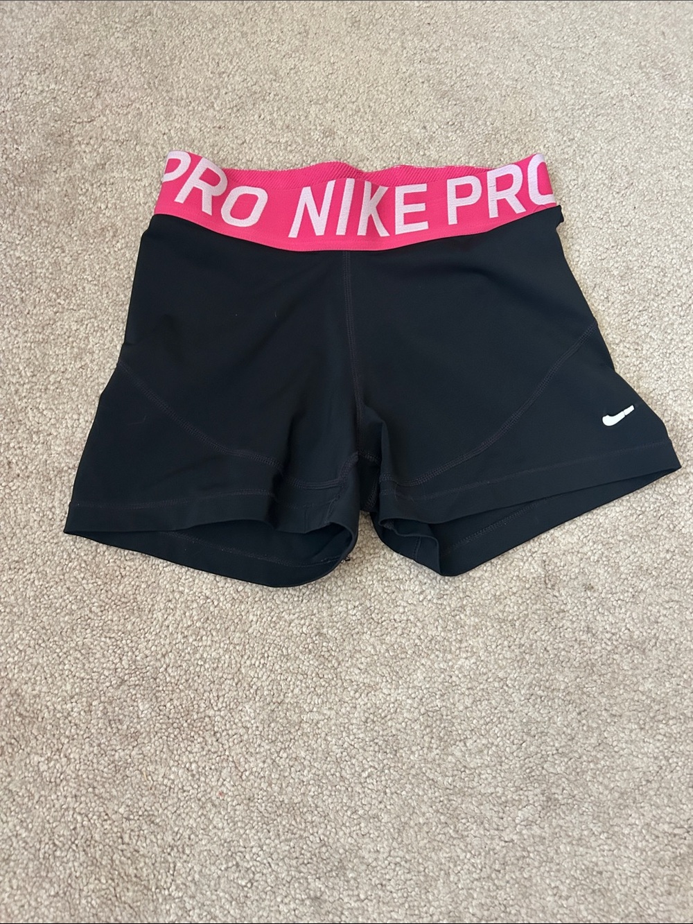 Nike Black Athletic Shorts with Pink PRO Waistband